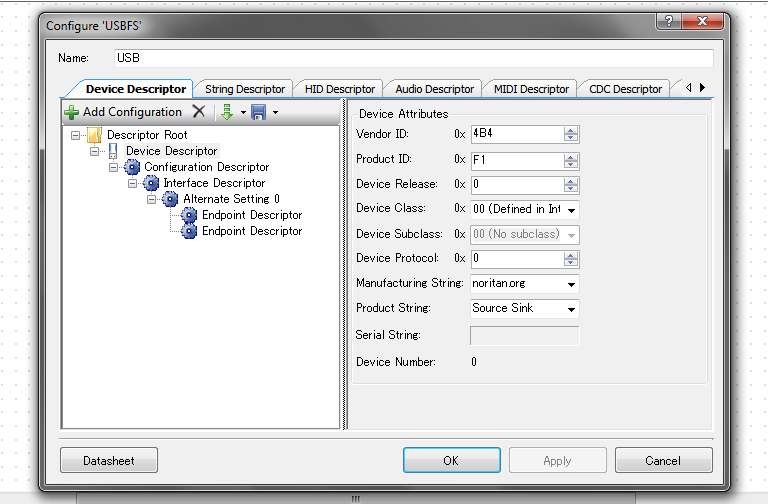 Device Descriptor ノード Device Descriptor ノード