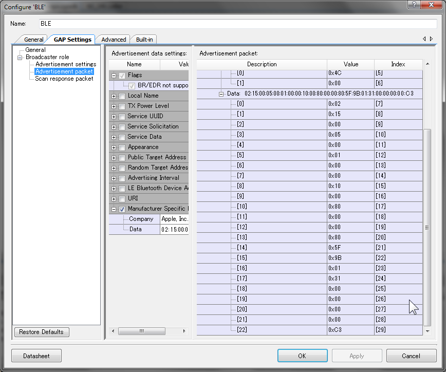Manufactrer Specific Data Manufactrer Specific Data