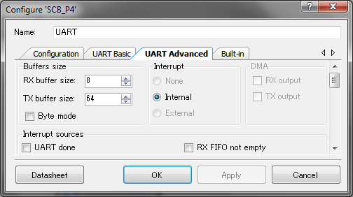 UART Advancedタブ UART Advancedタブ