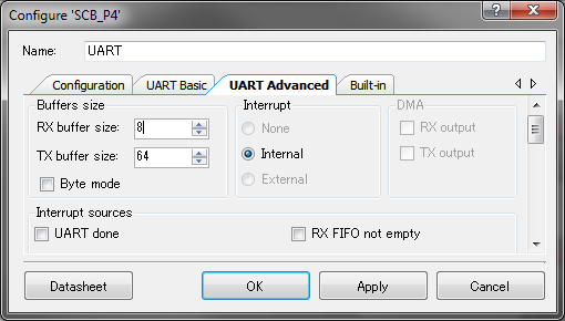 UART Advanced タブ UART Advanced タブ