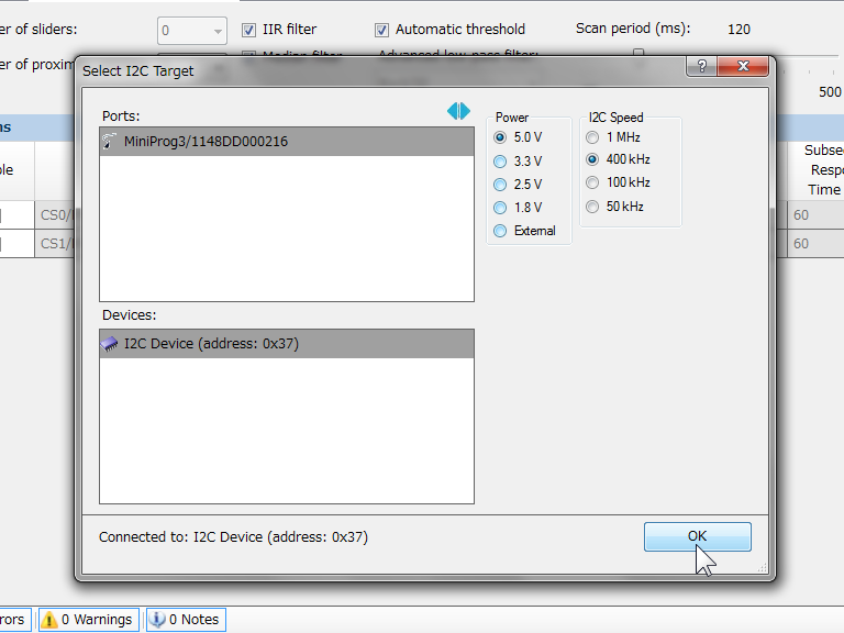 Select I2C Target ダイアログ Select I2C Target ダイアログ